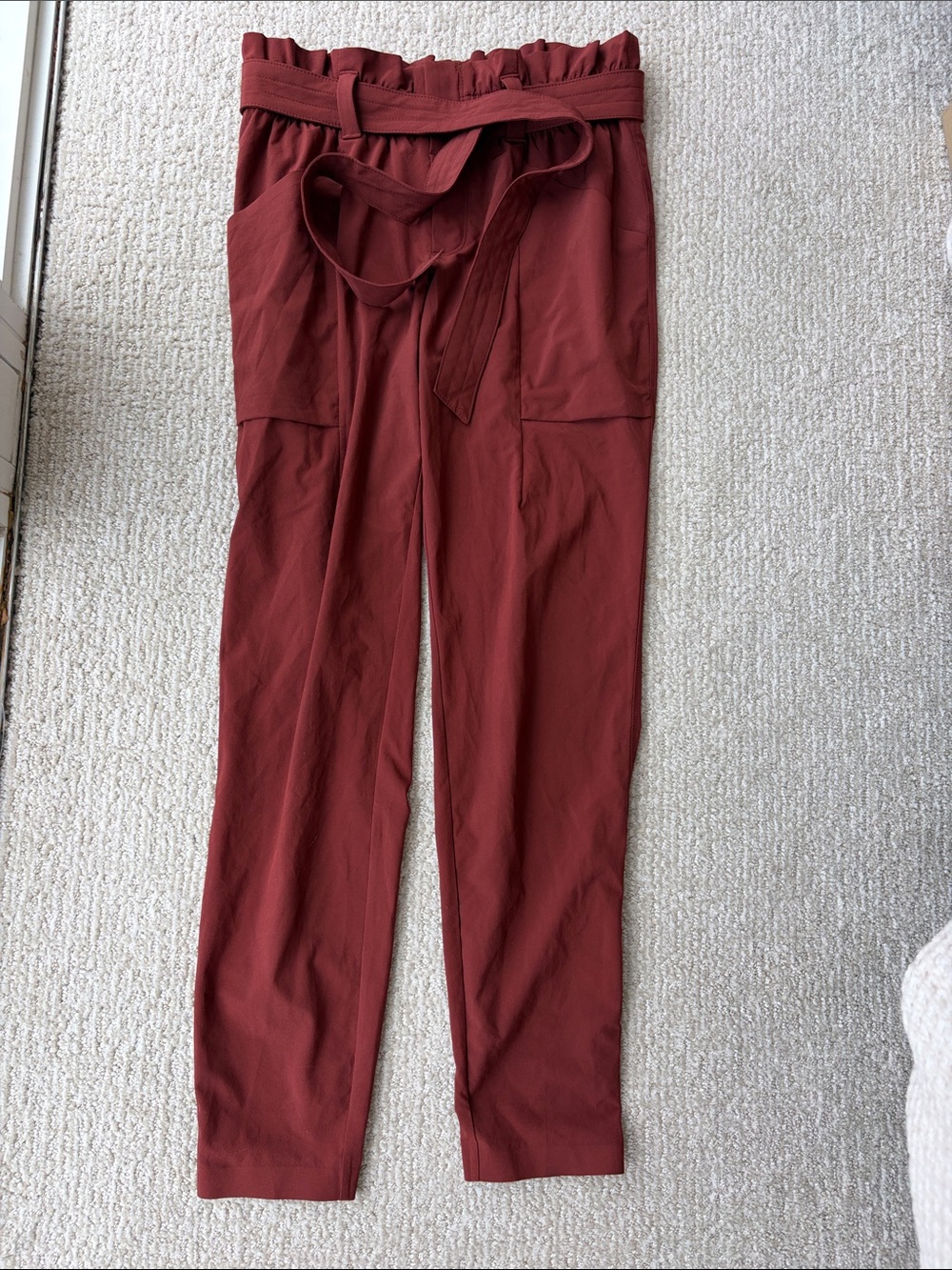 Athleta Paperbag Waist Belted Trousers - Rust Red